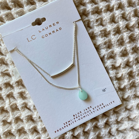Lauren Conrad silver jade double 16” necklace